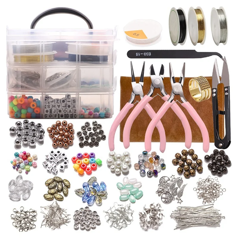 

Handmade Material Box Crystal Bead Tool Pliers Copper Wire DIY Earring Bracelet Material Accessories