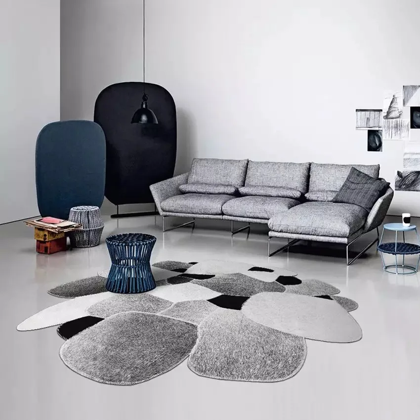 Современный серый коврик из воловьей кожи натуральные ковровые покрытия