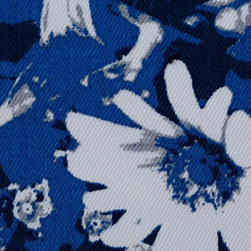 

Premium Quality Spandex Cotton Khaki Blue Floral Design Digital Printing For Garment Dress In Current Stock Warehouse