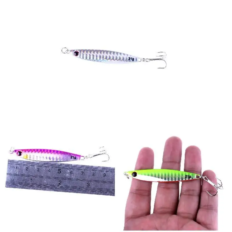 

Hot 7 Pcs Laser Jigs Fishing Lures Jig Metal Bait Fish Tackle 7cm 6# Hooks Crankbait MVI-ing
