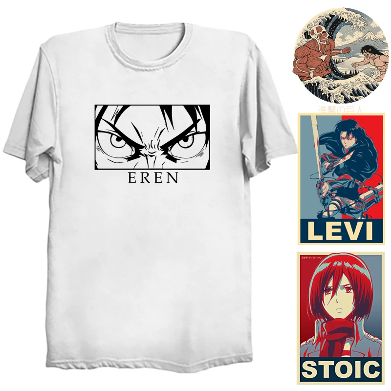 Атака Титанов одежда Shingeki No Kyojin рубашка Леви Акерман футболка Eren Мисака Аккерман