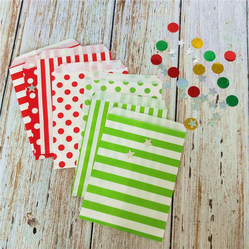 Рождественский красный зеленый бумажный пакет стоячие красочные пакеты