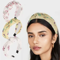 floral print cross knot hairband bezel lace fresh headband for women girls hair accessories ornaments 2021 fashion headwear
