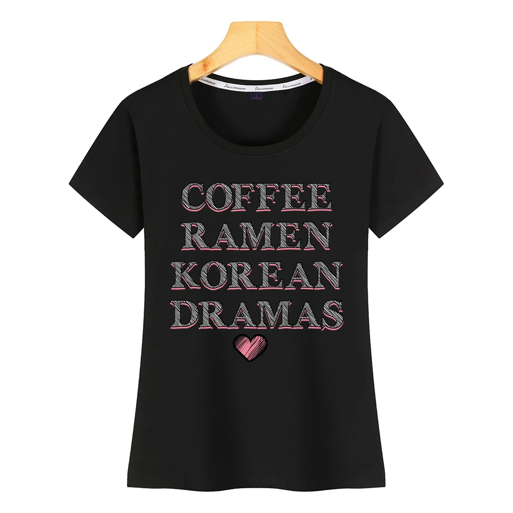 Топы футболка женская кофе рамен Корейская Драма забавная Harajuku хлопковая