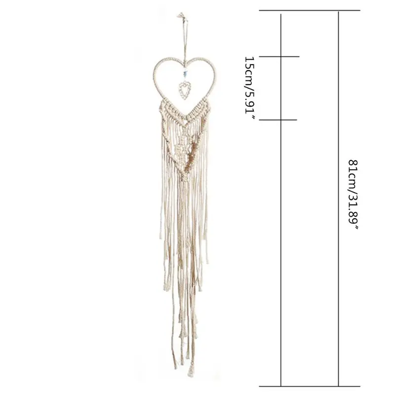 

Hot Sale New Bohemian Tassel Macrame Woven Heart Dreamcatcher Wall Hanging Tapestry Apartment Dorm Room Decoration