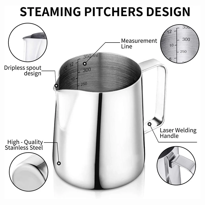 

Stainless Steel Frothing Coffee Pitcher Pull Flower Cup Barista Craft Cappuccino Coffee Latte Milk Frothing Jug Pitcher