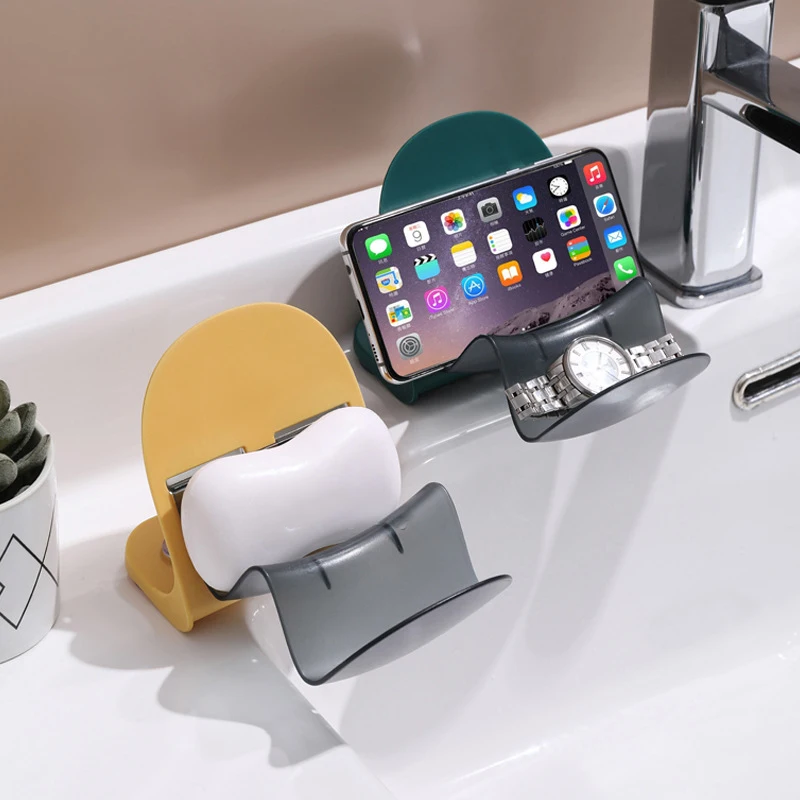 

1PC Double Layer Soap Box Suction Cup Soap Holder Free Perforated Shelf Soap Container Drain Soap Dish For Bathroom Kitchen