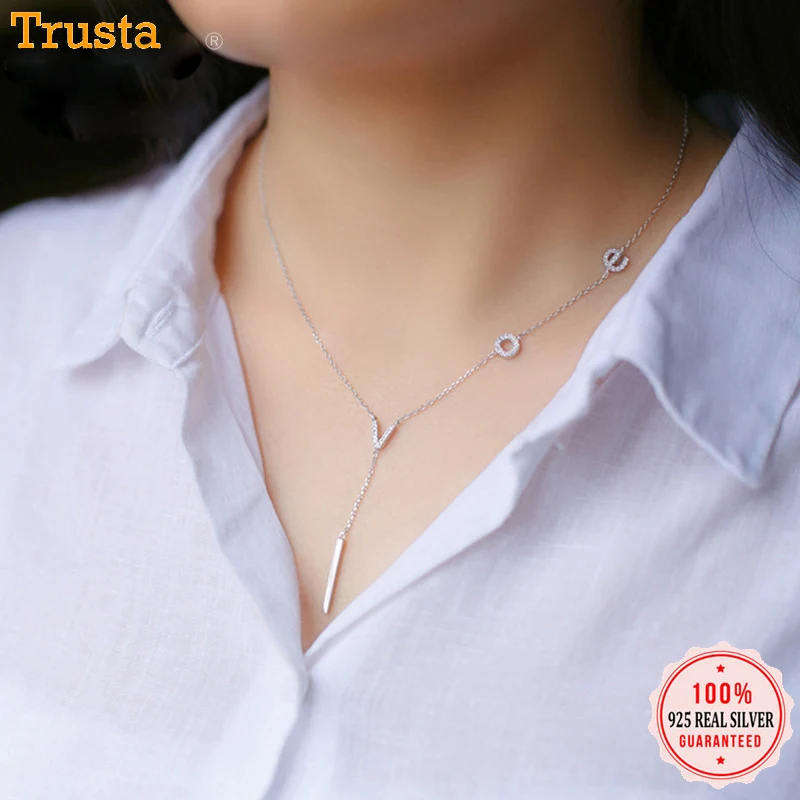 Женская подвеска на цепочке Trustdavis из настоящего серебра 925 пробы с кубическим