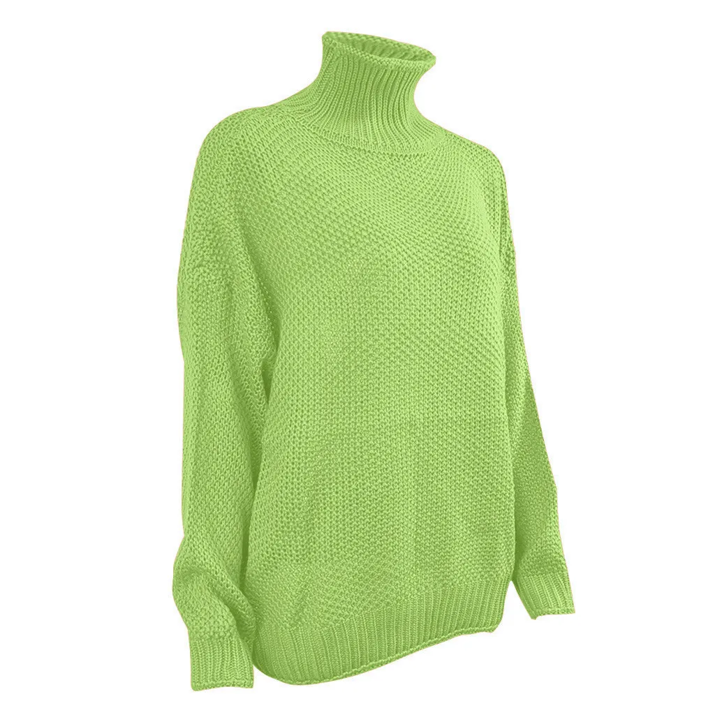 Womens Turtleneck Off The Shoulder Sweater Casual Knitted Loose Long Sleeve Pullover Popular Soft Handfeel Female | Женская одежда