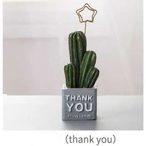 thank you VILEAD 11 см Смола кактус папка для сообщений фигурки креативный мультфильм маленький Бонсай завод фото папка визитная карточка держатель для заметок - Цвет: thank you