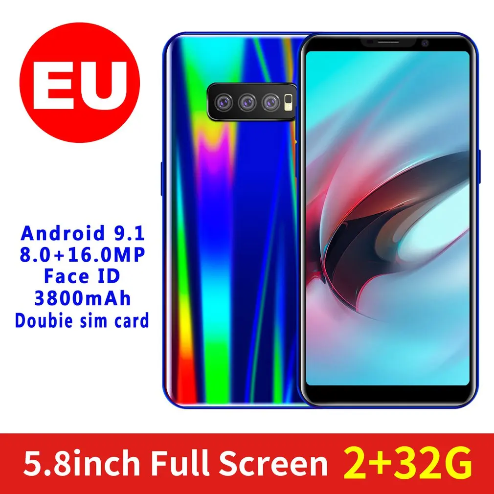 S11 5.8 Inch Tempered Glass Back Cover Smart Phone 2+32Gb Mobile Phone Fingerprint Face Recognition Smartphone