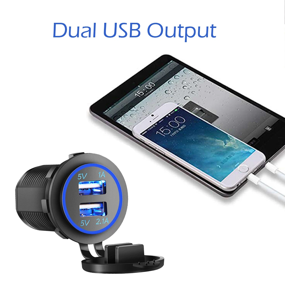 Автомобильный мотоцикл двойной USB зарядное устройство светодиодный дисплей для
