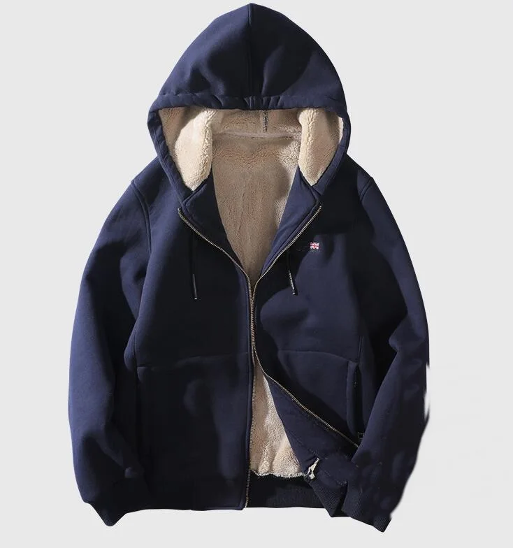 Зимние теплые толстовки из овечьей шерсти мужской уличный флисовый утепленный