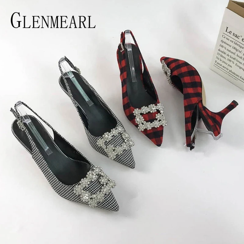 Женские туфли лодочки со стразами на тонком каблуке женские с ремешком пятке