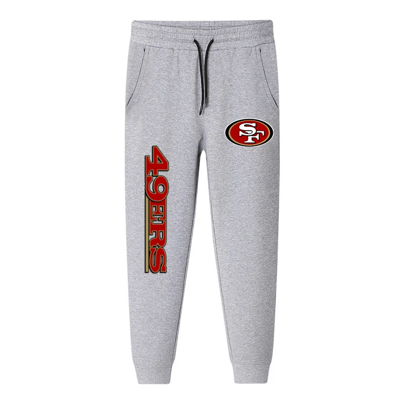 49ers Gray Патриоты чемпионы плюс бархатные спортивные штаны Новая Англия Мужские Женские Теплые повседневные спортивные брюки для влюбленных размера плюс XS-5XL - Цвет: 49ers Gray