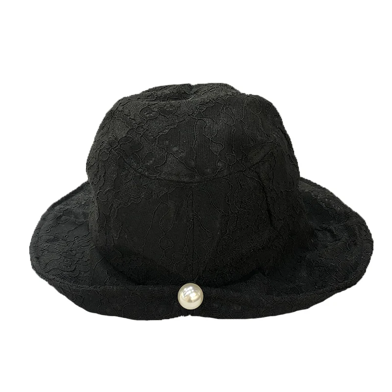 Lace Black White Cute Hats For Women Summer Floral Beach Cap Holiday Sun Visor Wide Brim Floppy Hat Girl Lolita Hat Straw Hats