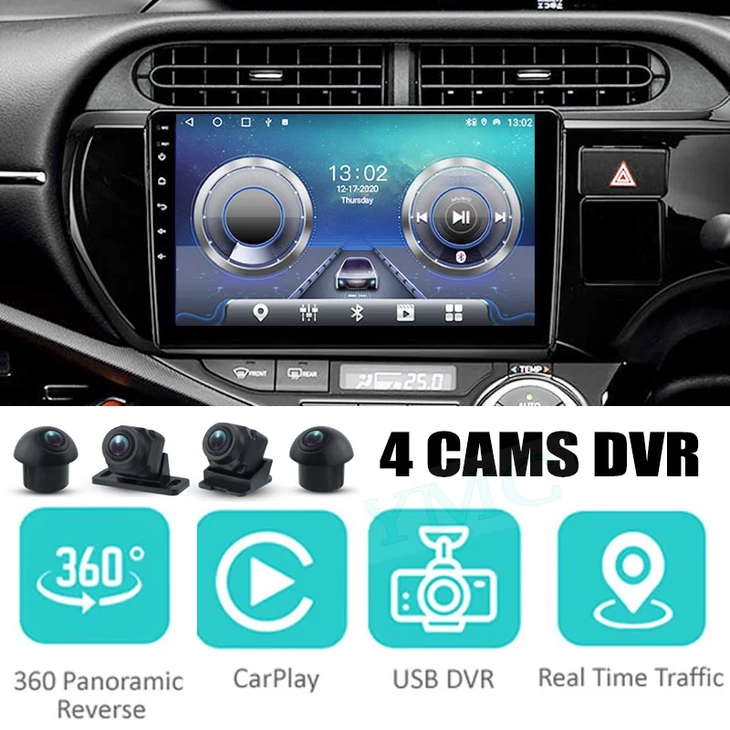 

Для TOYOTA Aqua Prius C NHP автомобильная аудио-навигация стерео Carplay DVR 360 Birdview около 4G Android системы