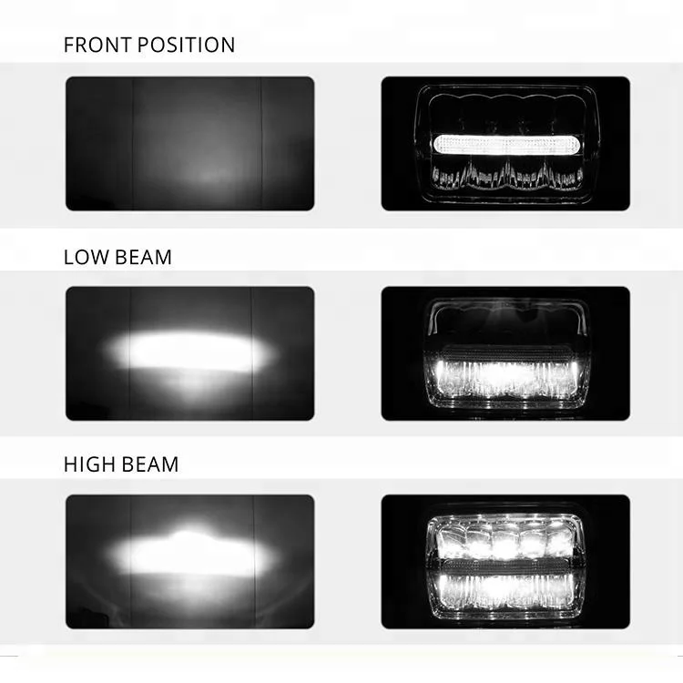 

LED Daymaker Headlight 4x6 5x7 Inch LED Square Headlight Truck Lite With High Low Beam Amber Turning Light
