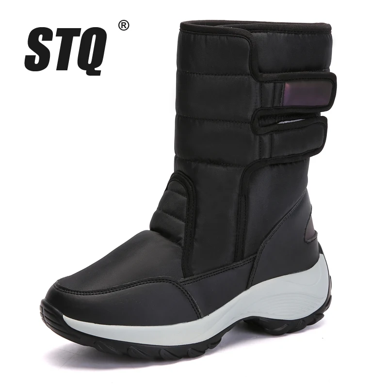 STQ/2020 Зимние ботинки Женские ботильоны замшевые теплые плюшевые Женская