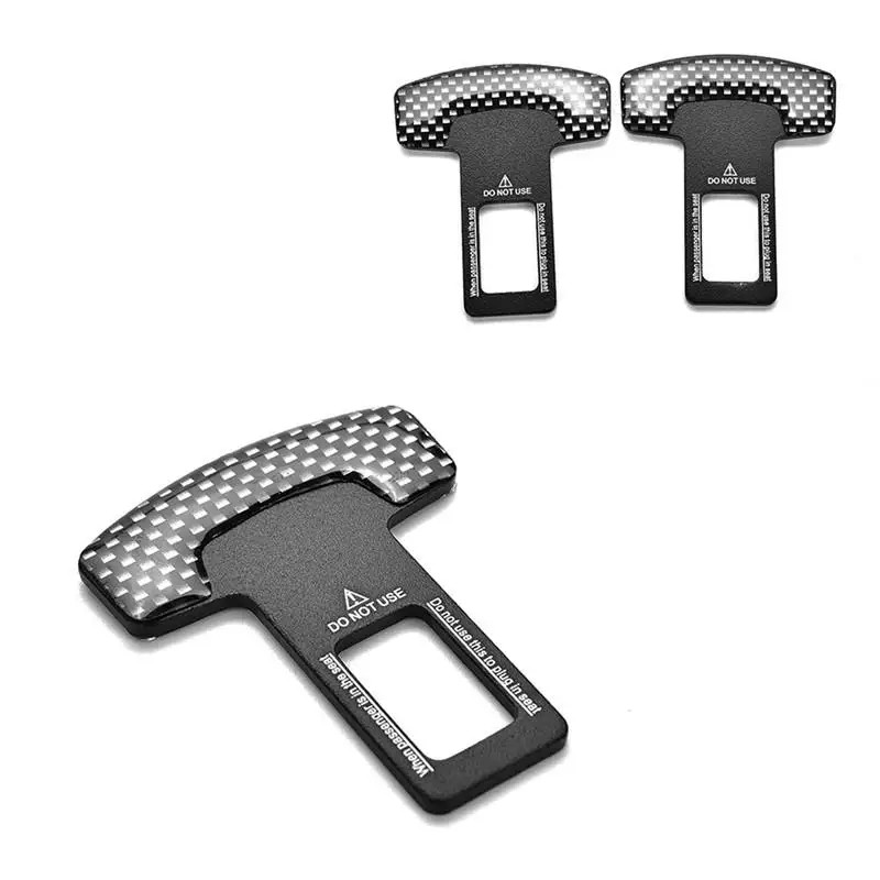 

1pair Safety Belt Buckles Real Carbon Fiber Trucks Seat Safty Car Belt Stopper Alarm Canceler E6E9