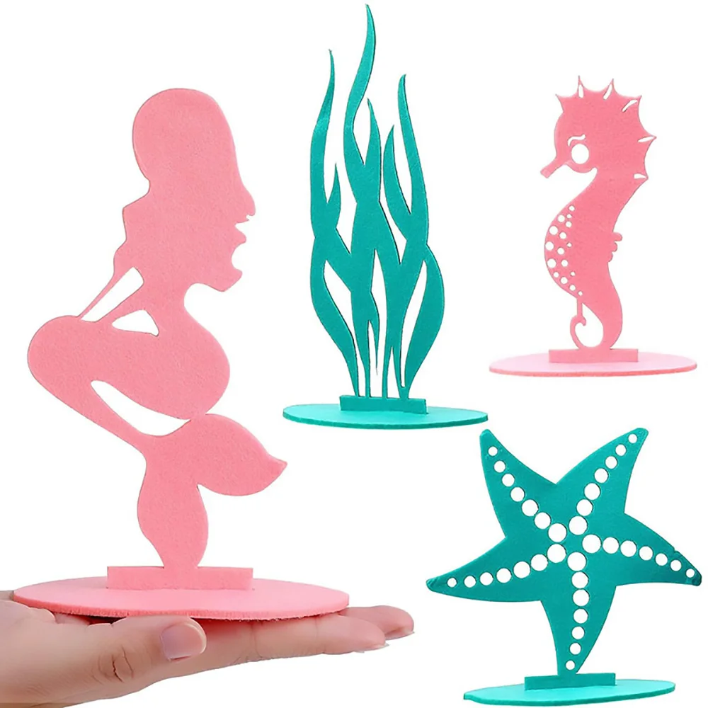

2pcs DIY Felt Table Centerpiece Mermaid Party Decoration Under The Sea Animal Party Balloons Birthday Baby Shower Girl