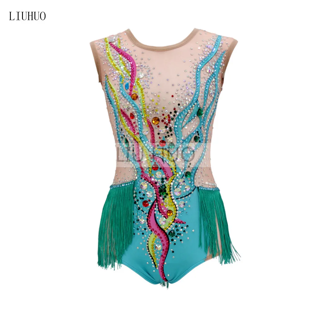 

LIUHUO Figure Skating Dress Women's Girls' Teens Ice Performance Rhythmic Gymnastics Green Competition Leotard Dance Ballet Kids