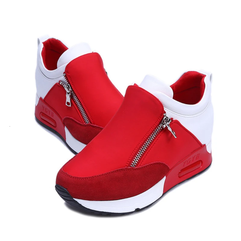 Спортивная обувь увеличивающая рост 6 см Женские сетчатые кроссовки на молнии с