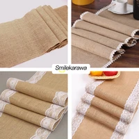 180cm vintage burlap hessian table runner natural jute table runners for country wedding party christmas home decoration