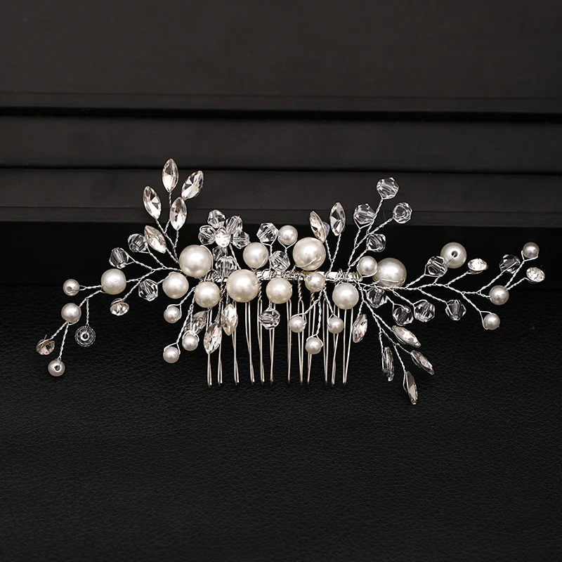 Модные тиары серебряного цвета гребень для волос с кристаллами и жемчугом