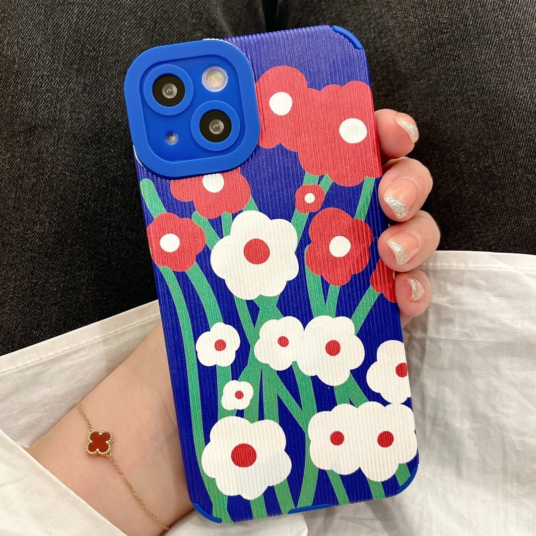 

Red Flower Pattern for Iphone 7Plus 11 12 11promax 13 13Promax 12promax X XSMax XR Antiskid Soft Shell