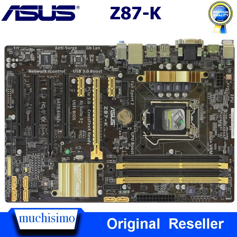 LGA 1150 Asus Z87 K материнская плата PCI E 3 0 DVI VGA поддержка i7 i5 i3 DDR3 32 Гб Блокировка игровой