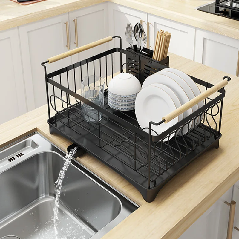 

2-story supplies storage dish drainer dishs drying rack sink organizer Stainless steel sink drain rack kitchen shelves