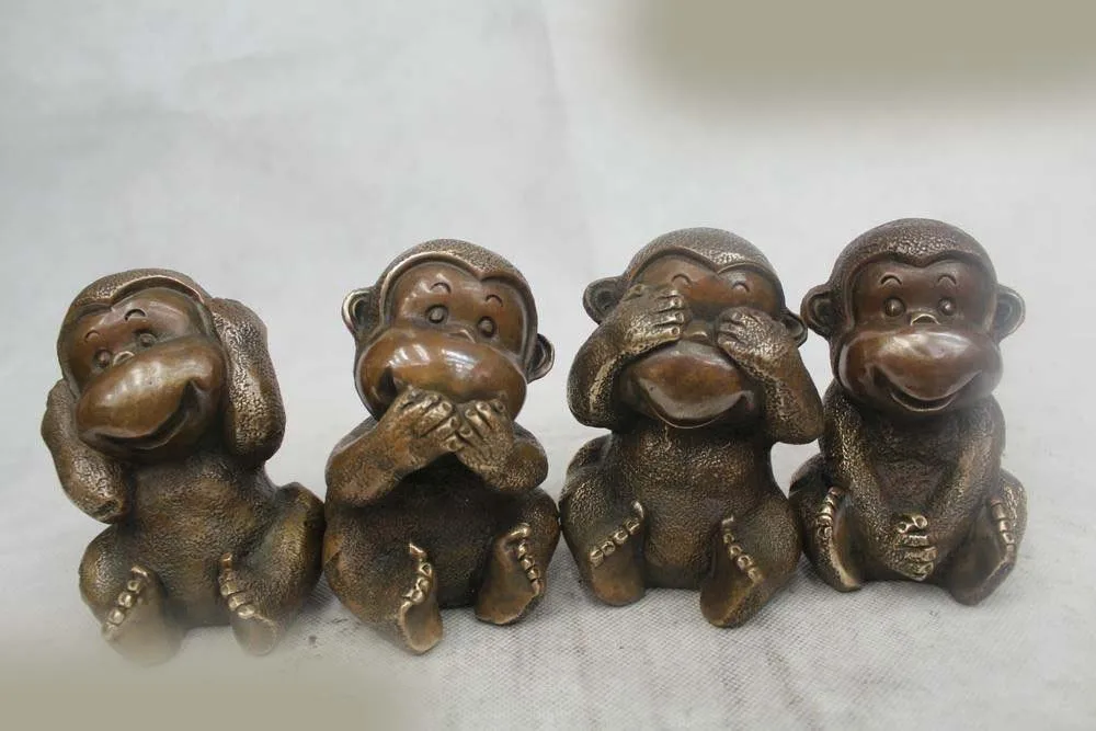 DS 4 &quotКитайская народная чистая бронза отличная счастливая Реалистичная четыре