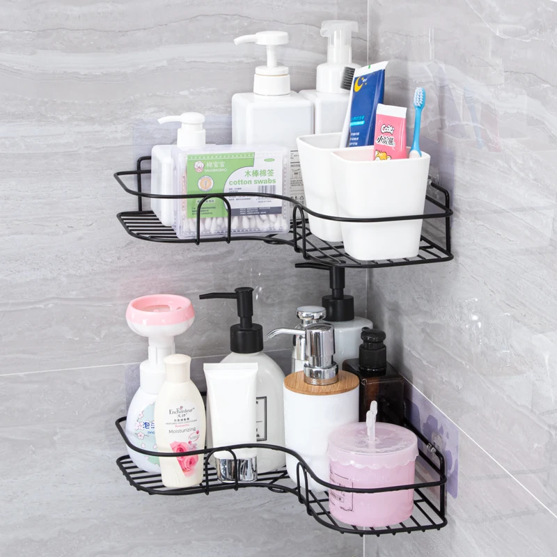 Bathroom Corner Storage Rack Shower Shampoo Holder Shower Organizer Shower Storage Shelf No Drilling Shower Basket Shelves