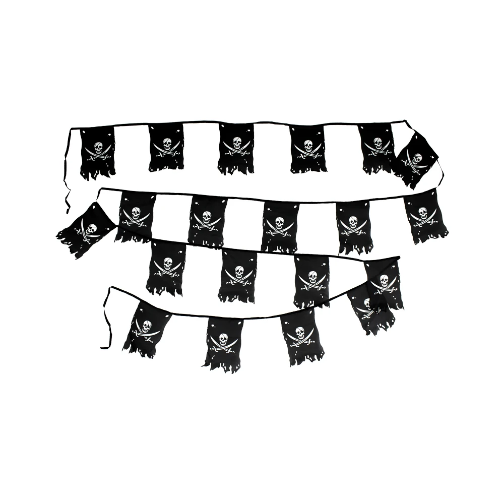 

Jolly Roger String Flag 20x 30cm Cragged Double Bone Skull Flag