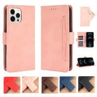 solid color phone case for iphone 13 12 mini 11 pro max se 2020 xr x xs 6 7 8 plus flip leather shockproof multi card slot cover