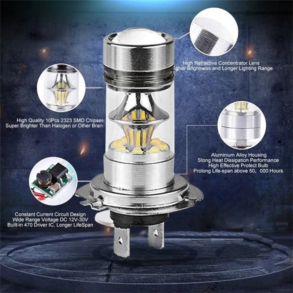 

100W Headlights Bulbs 2pcs/Set High Power 6000K DC 12V-28V High Low Beam