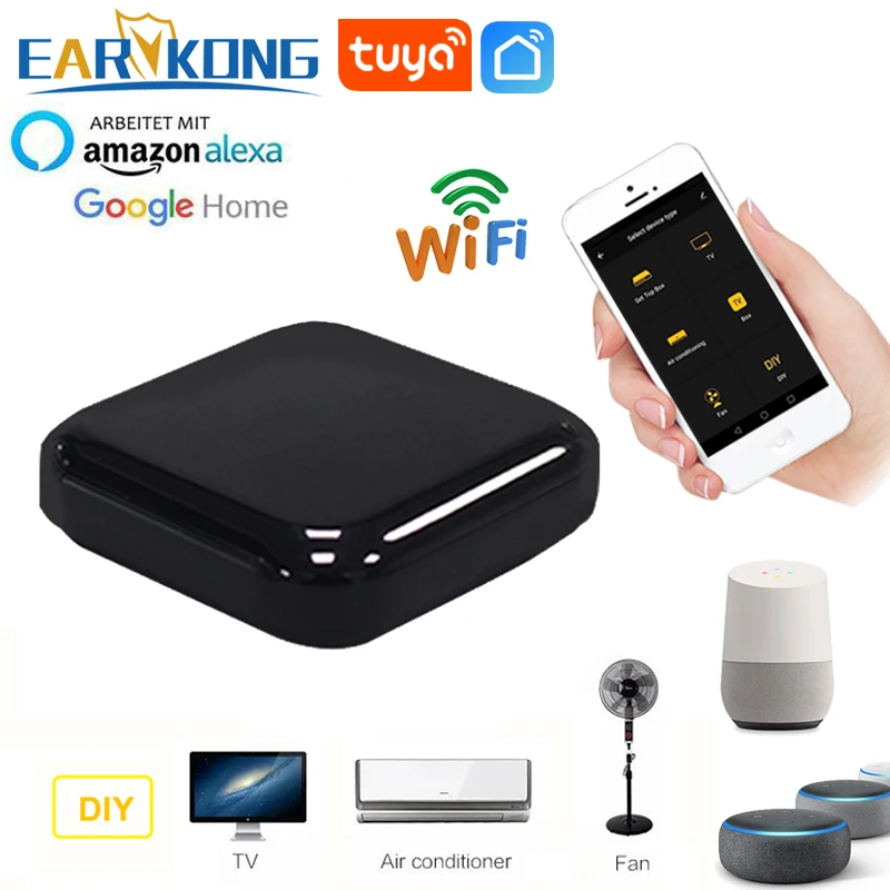 EARYKONG Tuya WiFi IR Remote Control for Air Conditioner TV Fan Smart Home Infrared Universal Remote , Support Alexa Google Home