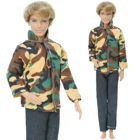 Модная мужская одежда, камуфляжная рубашка с длинным рукавом, джинсовые брюки, повседневная одежда, аксессуары для куклы Барби, игрушка Кен, 1 комплект