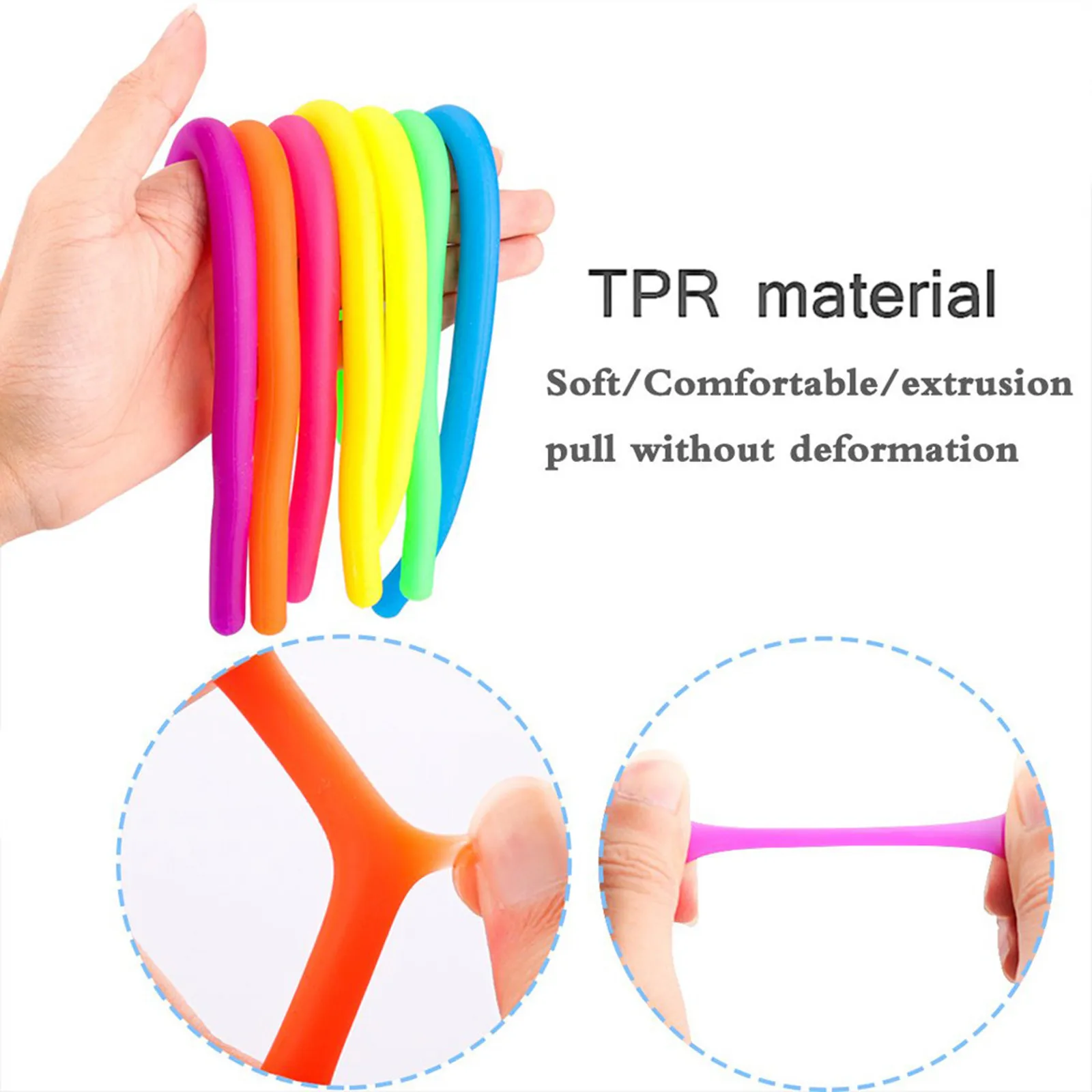 

4pc Children Adult Decompression Toy Soft Noodle Stretch String Rubber TPR Rope Jokes Fidget Autism Anti Stress Relief Toys Hot