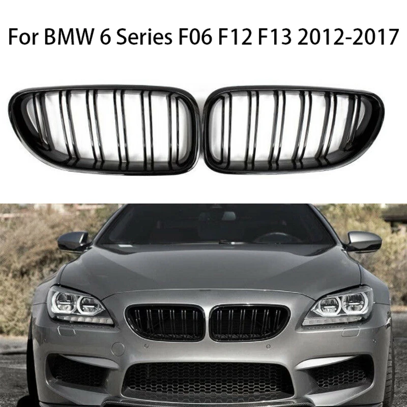

Gloss Black Double Slat Front Kidney Grill Hood Grilles Radiator Grill For BMW M6 640i 650i F06 F12 F13 2012-2017 Accessories