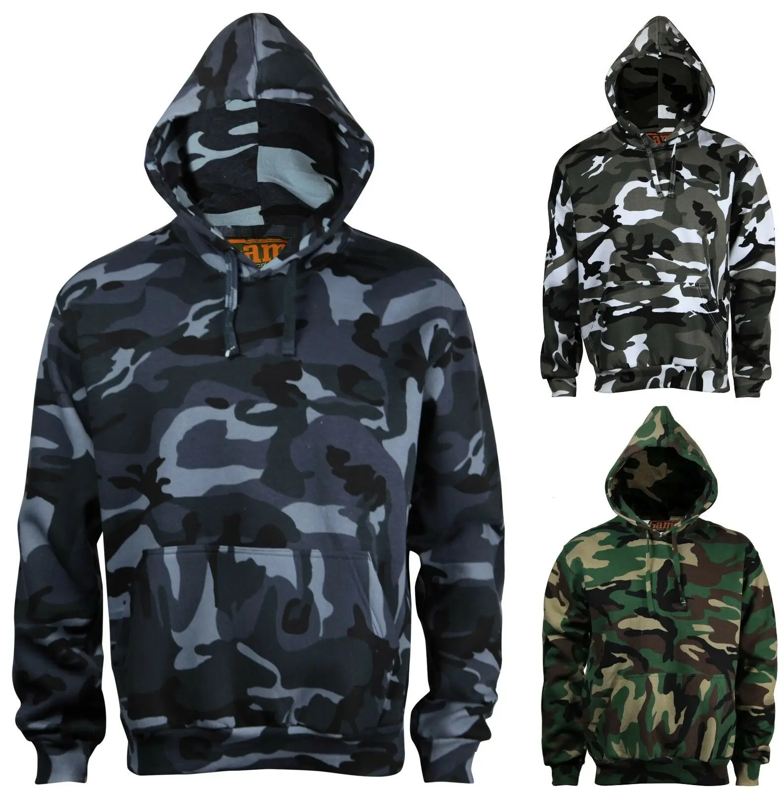 

Mens Camouflage Camo Hooded Fleece Sweatshirt Hoodie