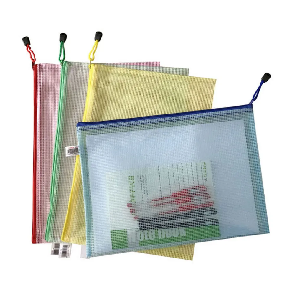 

16pcs A6 Zipper File Bags Contract Storage Bag Transparent Mesh File Bags Documents Organizer Pouch File Folder (Random Color 24
