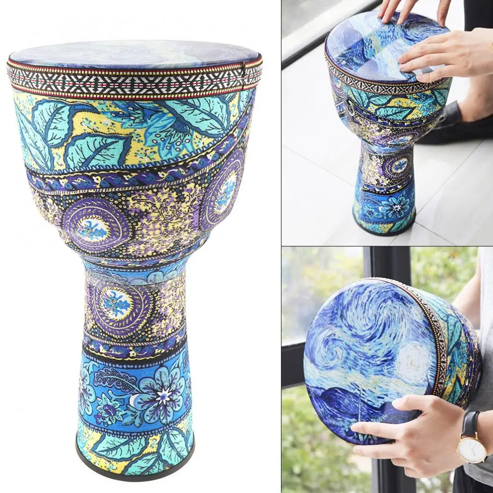 8 дюймов Африканский красивый Djembe барабан красочные ткани искусства ABS баррель ПВХ кожи детей ручной барабан