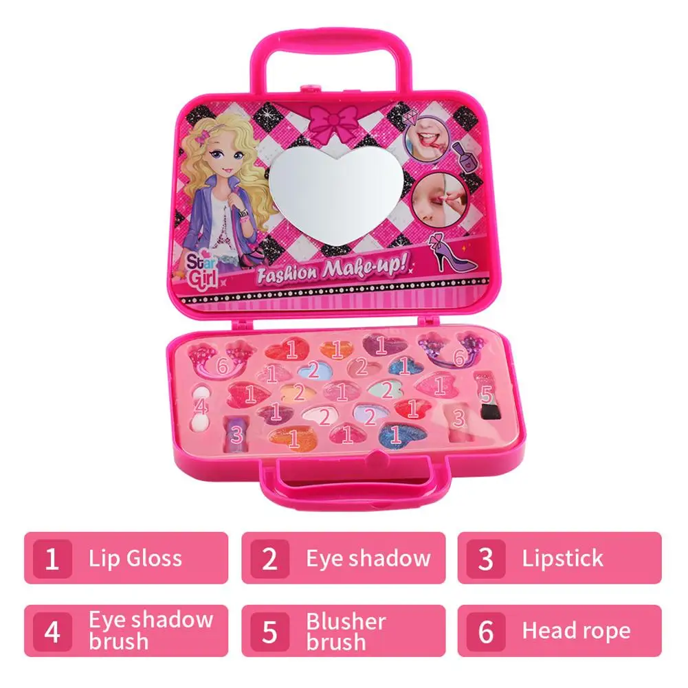 Kids Makeup Kit For Girls Toy Children Safe Nontoxic Plastic Cosmetics Washable Set Baby Play House Tote Bag Suit |