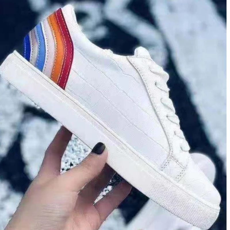 

Женская обувь, новинка, низкие белые туфли на плоской подошве, со шнуровкой, повседневные туфли для скейтборда больших размеров для женщин, ...