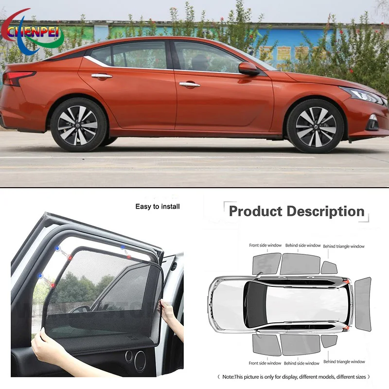 For Nissan Teana Car Full Side Windows Magnetic Sun Shade UV Protection Ray Blocking Mesh Visor Car Decoration Accessories