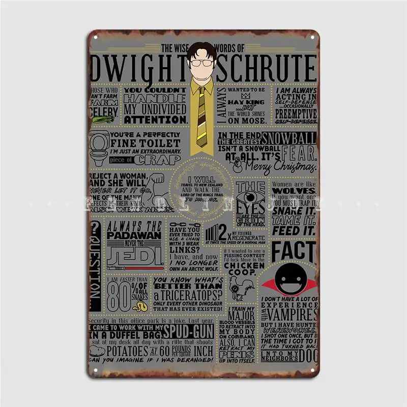 Dwight Schrutes Wise Words Poster Metal Plaque Wall Cave Garage Club Decoration Wall Decor Tin Sign Poster