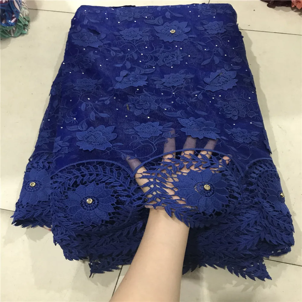 Good quality big pary polyester tulle net flower lace embroidered fabric lilac color