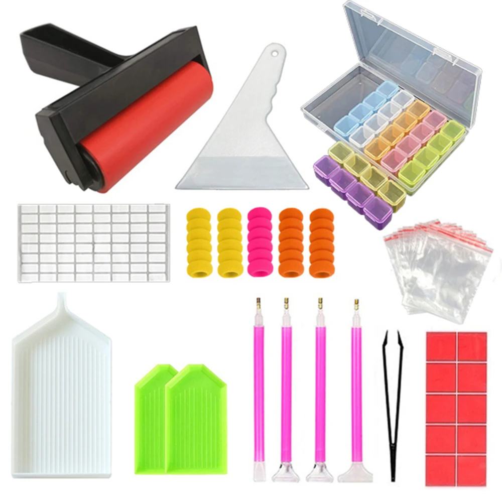 

5D Diamond Painting Tools and Accessories Kits Roller pen Clay Tray stylo Diamond Embroidery Tray Box sets